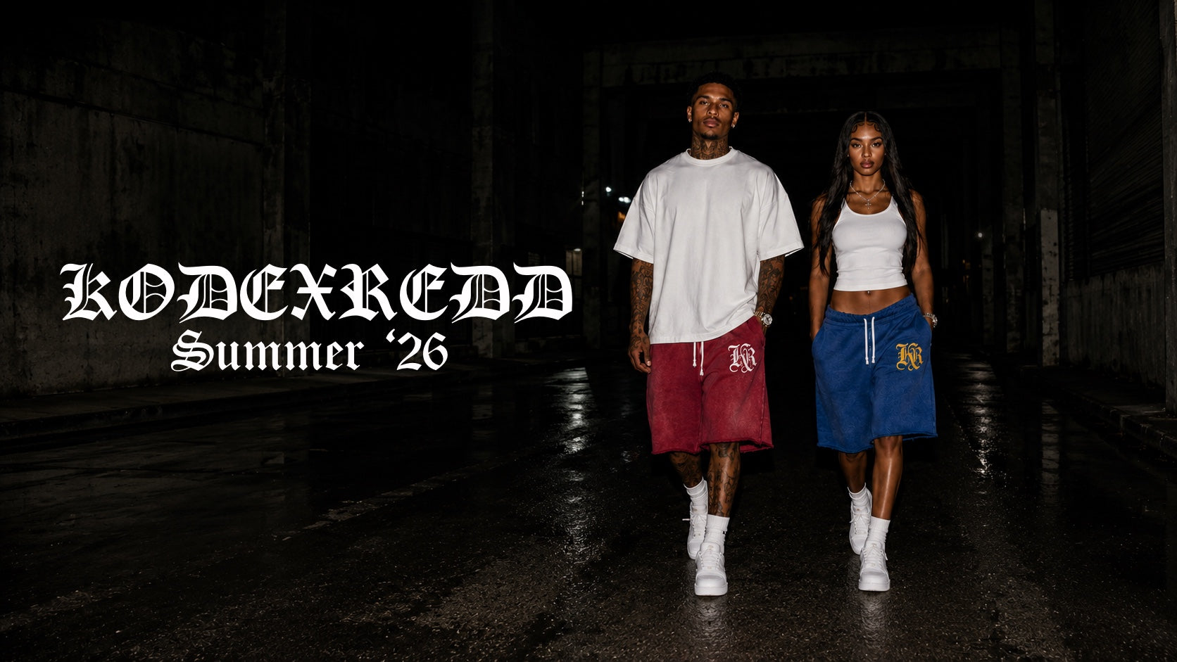 Two people walking in a dark tunnel with 'KODEXREDD Summer '26' text.